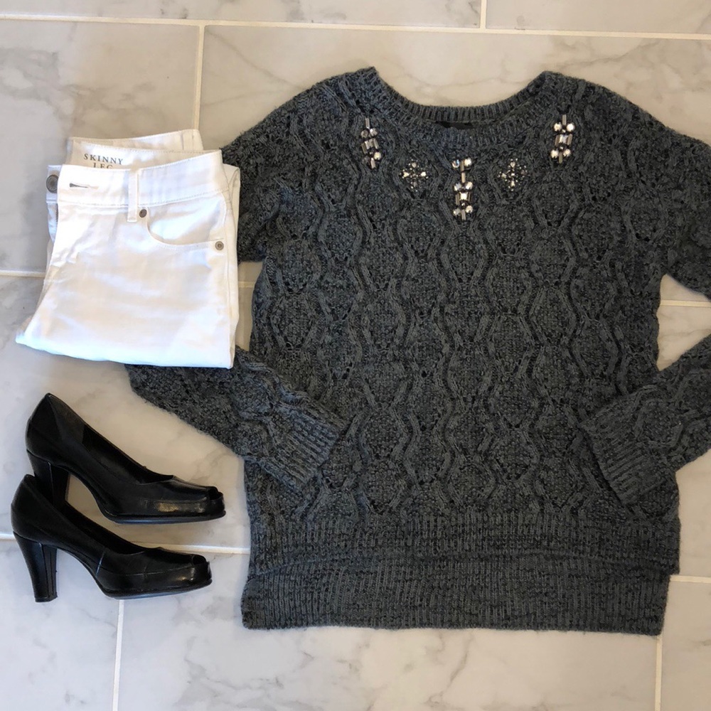 {The Limited} Hi-Low Jeweled Sweater
